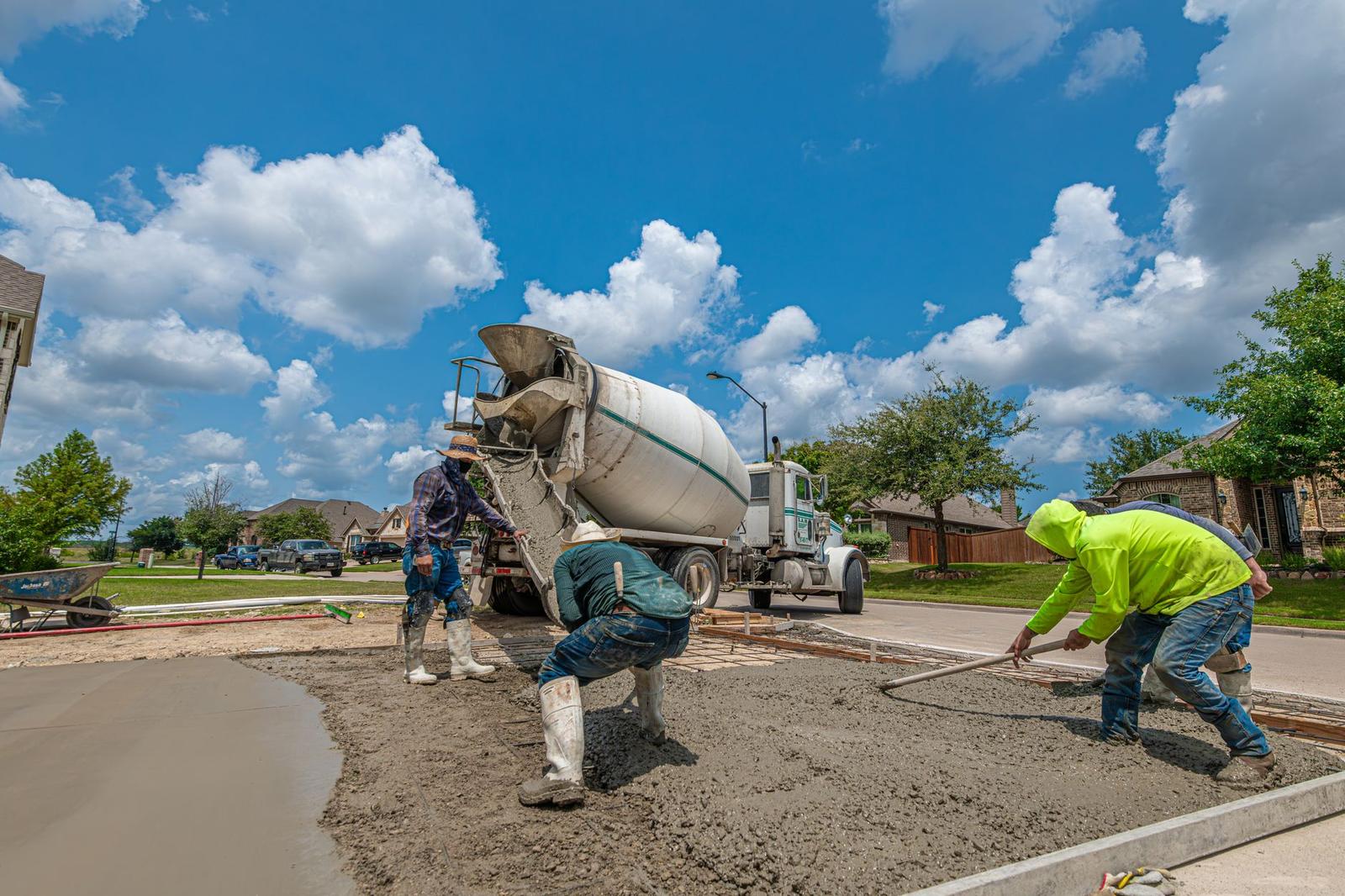 Concrete Workers Building Driveway in Fort Worth